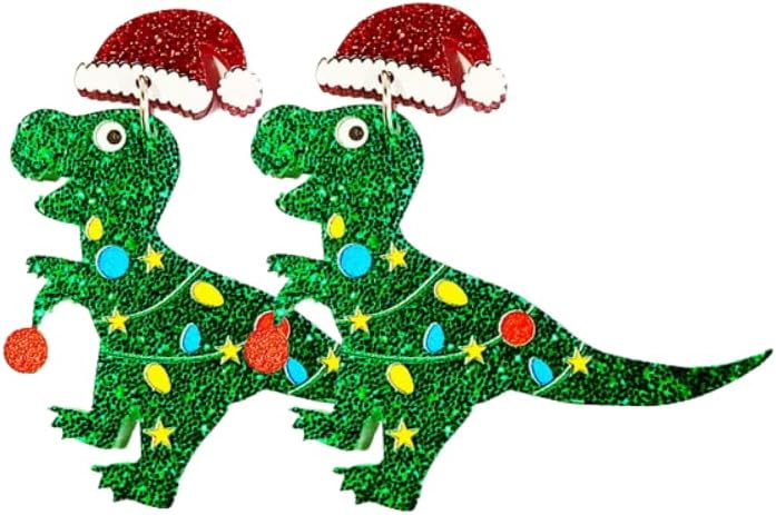 Christmas Earrings for Women Gingerbread Dinosaur Rainbow Earrings Holiday Acrylic Earrings Christmas Jewelry Gift - 我的商店我的商店我的商店