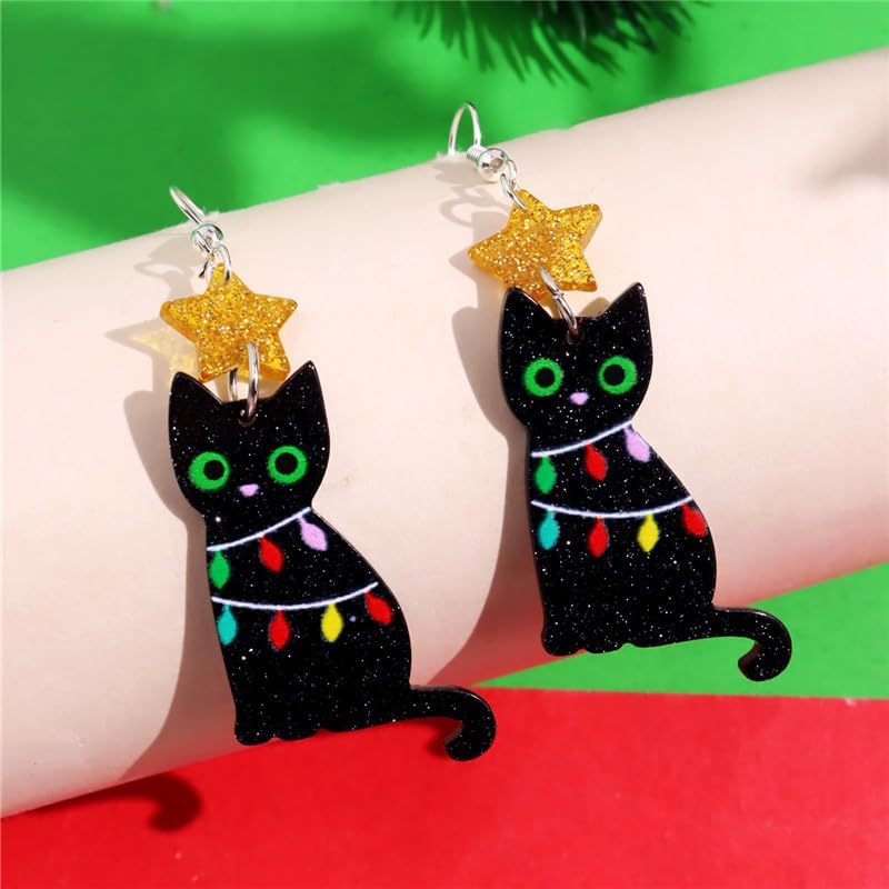 Christmas Earrings for Women Gingerbread Dinosaur Rainbow Earrings Holiday Acrylic Earrings Christmas Jewelry Gift - 我的商店我的商店我的商店