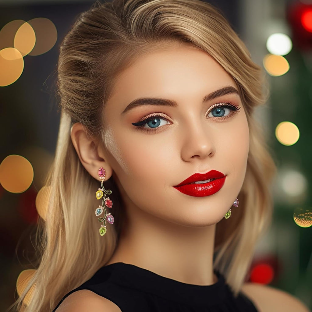 Christmas Earrings for Women - Gingerbread Man, Trees, Bow, Candy, Snowflake, Reindeer & Colorful Light Bulbs Christmas Earrings Holiday Jewelry Gifts - 我的商店我的商店我的商店