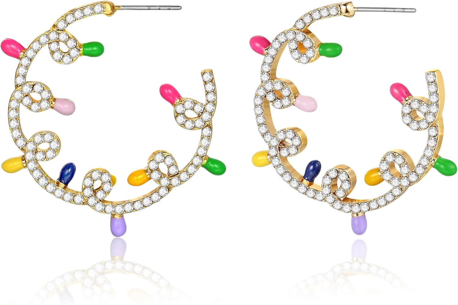 Christmas Earrings for Women - Gingerbread Man, Trees, Bow, Candy, Snowflake, Reindeer & Colorful Light Bulbs Christmas Earrings Holiday Jewelry Gifts - 我的商店我的商店我的商店