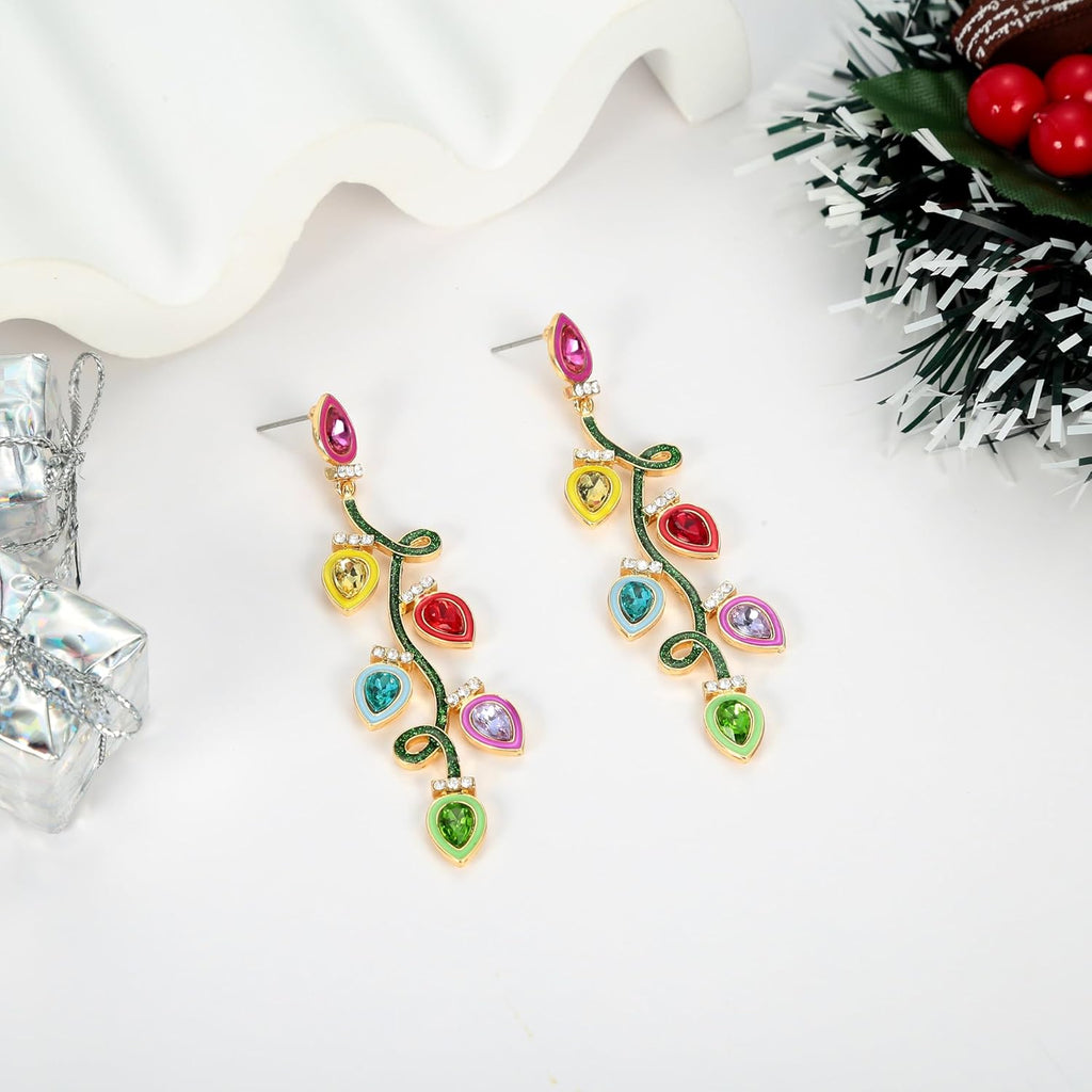 Christmas Earrings for Women - Gingerbread Man, Trees, Bow, Candy, Snowflake, Reindeer & Colorful Light Bulbs Christmas Earrings Holiday Jewelry Gifts - 我的商店我的商店我的商店