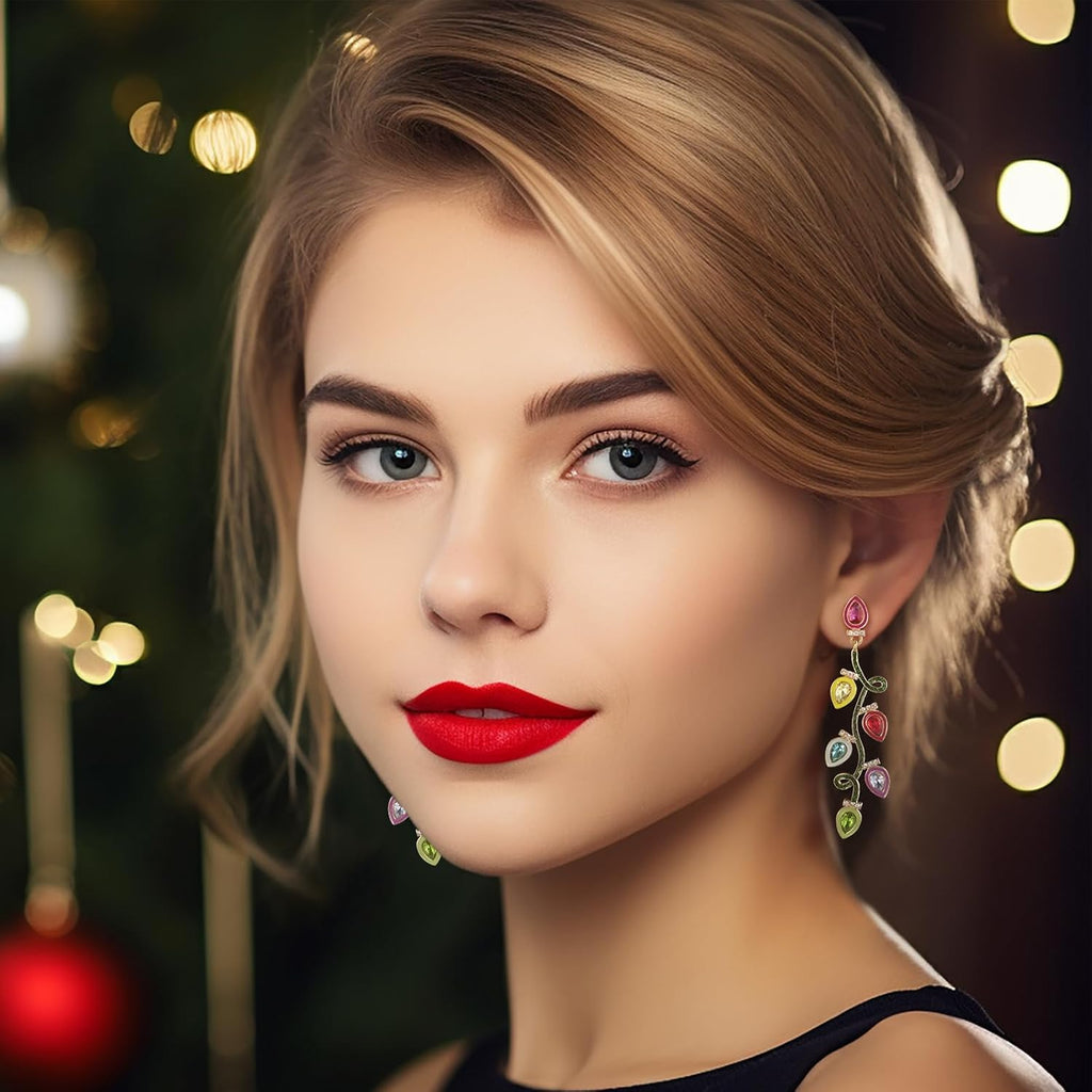 Christmas Earrings for Women - Gingerbread Man, Trees, Bow, Candy, Snowflake, Reindeer & Colorful Light Bulbs Christmas Earrings Holiday Jewelry Gifts - 我的商店我的商店我的商店