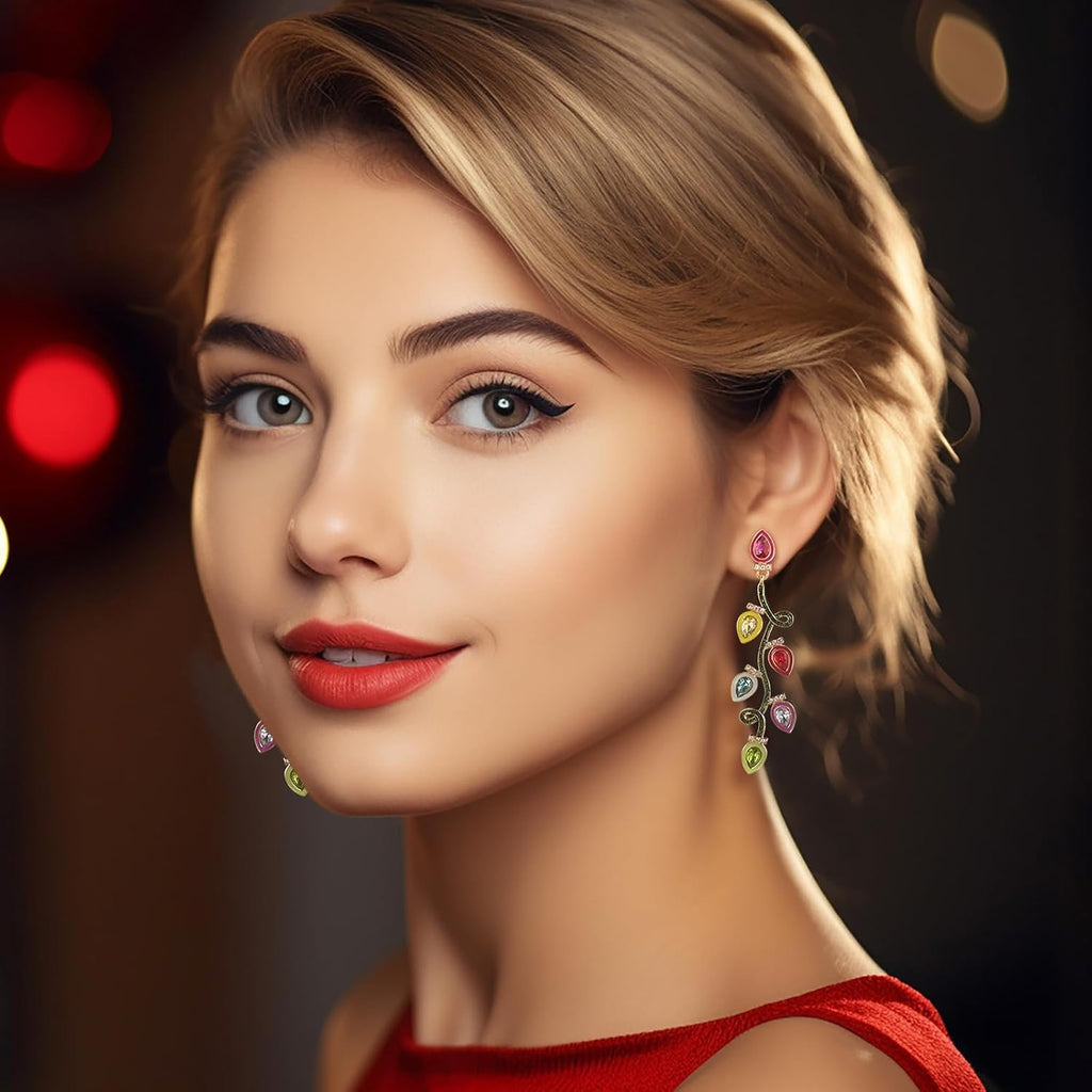 Christmas Earrings for Women - Gingerbread Man, Trees, Bow, Candy, Snowflake, Reindeer & Colorful Light Bulbs Christmas Earrings Holiday Jewelry Gifts - 我的商店我的商店我的商店