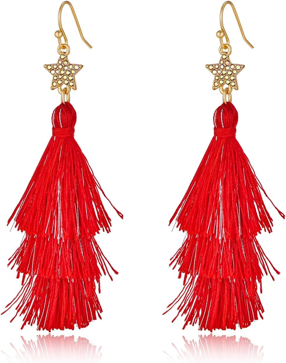 Christmas Earrings for Women - Gingerbread Man, Trees, Bow, Candy, Snowflake, Reindeer & Colorful Light Bulbs Christmas Earrings Holiday Jewelry Gifts - 我的商店我的商店我的商店