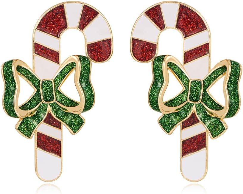 Christmas Earrings for Women - Gingerbread Man, Trees, Bow, Candy, Snowflake, Reindeer & Colorful Light Bulbs Christmas Earrings Holiday Jewelry Gifts - 我的商店我的商店我的商店