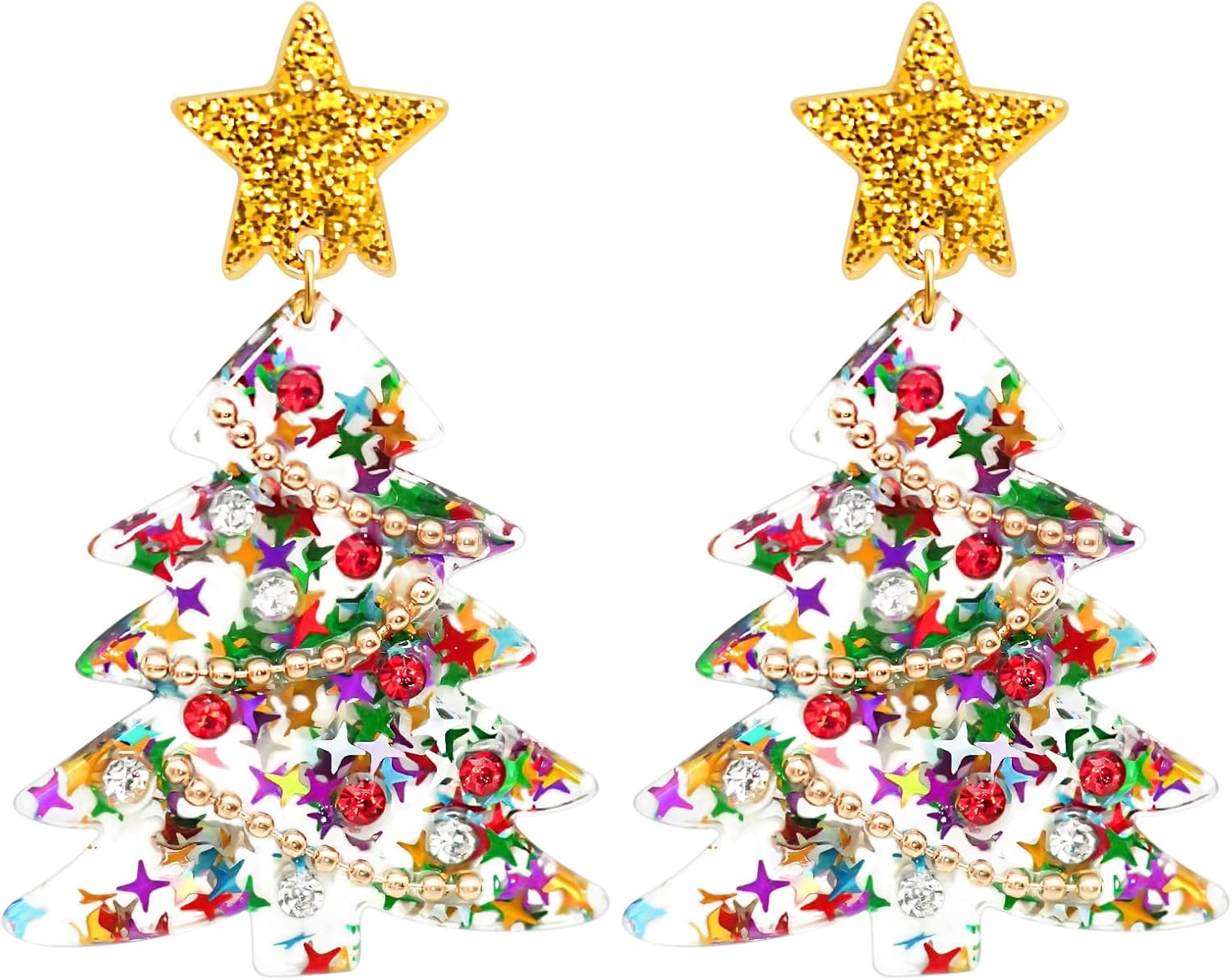 Christmas Earrings for Women Glitter Alloy Acrylic Lightweight Dangle Earrings Sparkly Merry Christmas Snowflake Xmas Holiday Jewelry Gifts Accessories - 我的商店我的商店我的商店