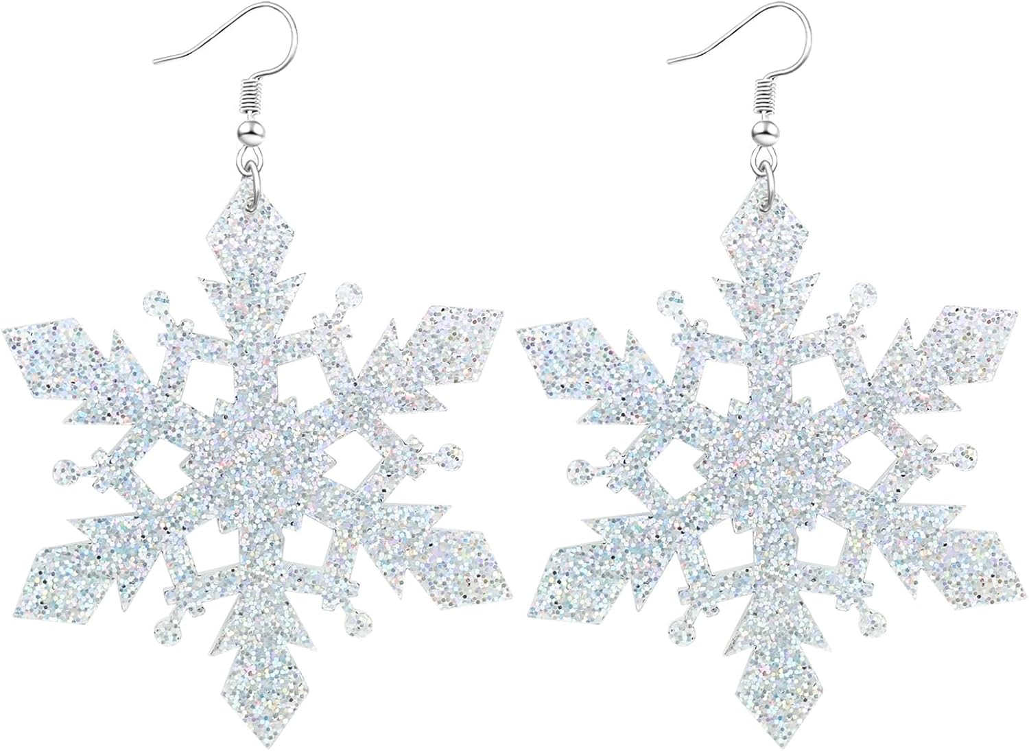 Christmas Earrings for Women Glitter Alloy Acrylic Lightweight Dangle Earrings Sparkly Merry Christmas Snowflake Xmas Holiday Jewelry Gifts Accessories - 我的商店我的商店我的商店