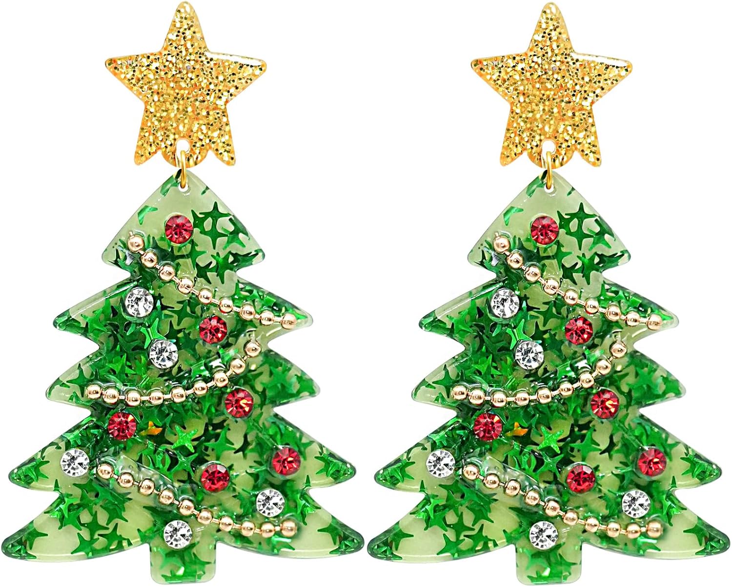 Christmas Earrings for Women Glitter Alloy Acrylic Lightweight Dangle Earrings Sparkly Merry Christmas Snowflake Xmas Holiday Jewelry Gifts Accessories - 我的商店我的商店我的商店