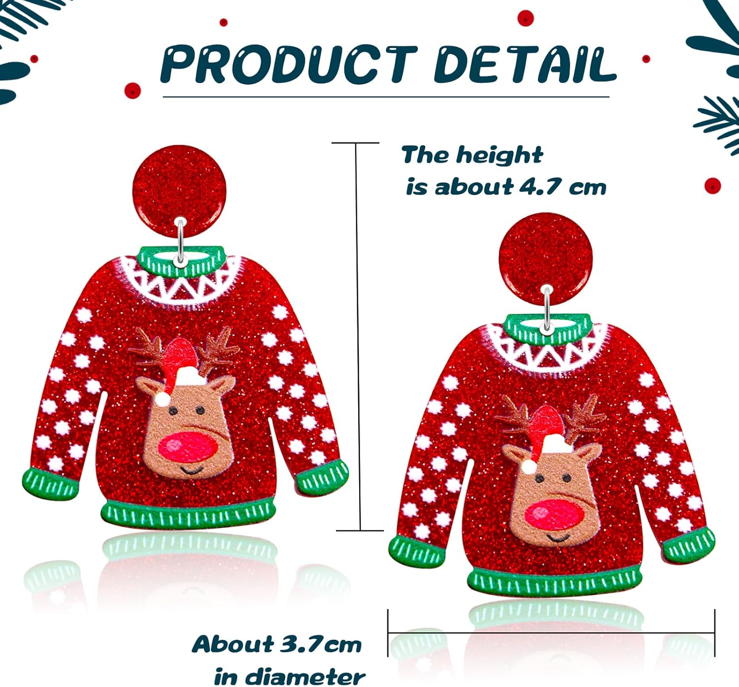 Christmas Earrings for Women Glitter Alloy Acrylic Lightweight Dangle Earrings Sparkly Merry Christmas Snowflake Xmas Holiday Jewelry Gifts Accessories - 我的商店我的商店我的商店