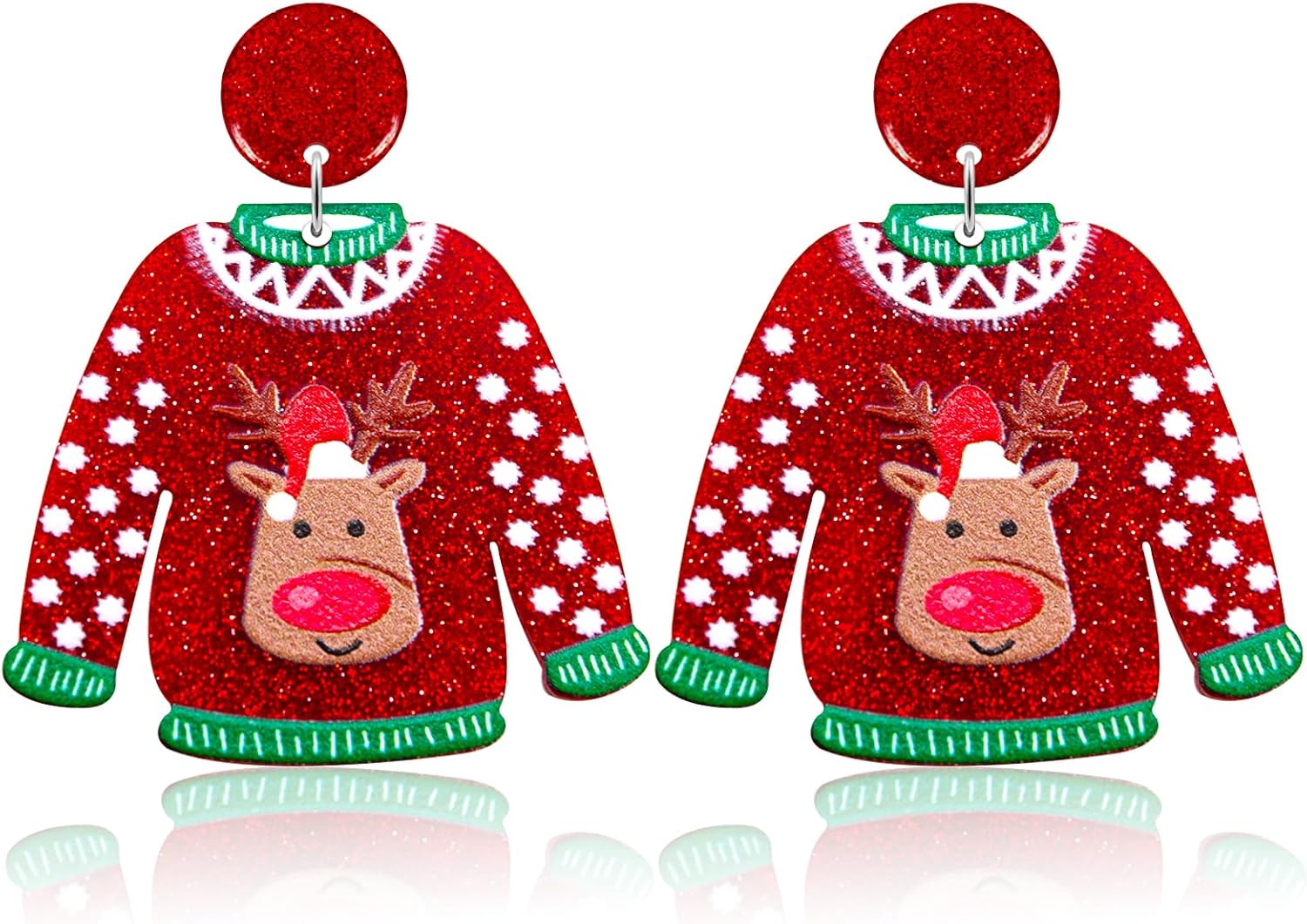 Christmas Earrings for Women Glitter Alloy Acrylic Lightweight Dangle Earrings Sparkly Merry Christmas Snowflake Xmas Holiday Jewelry Gifts Accessories - 我的商店我的商店我的商店