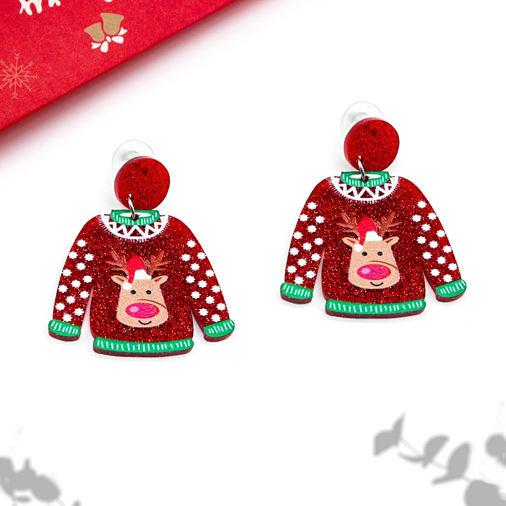 Christmas Earrings for Women Glitter Alloy Acrylic Lightweight Dangle Earrings Sparkly Merry Christmas Snowflake Xmas Holiday Jewelry Gifts Accessories - 我的商店我的商店我的商店