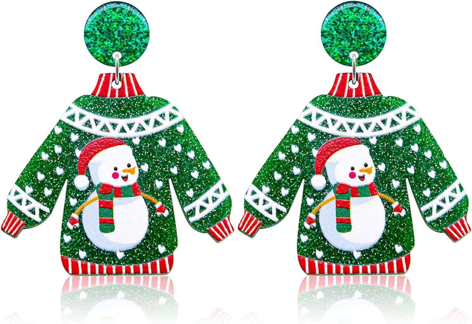 Christmas Earrings for Women Glitter Alloy Acrylic Lightweight Dangle Earrings Sparkly Merry Christmas Snowflake Xmas Holiday Jewelry Gifts Accessories - 我的商店我的商店我的商店
