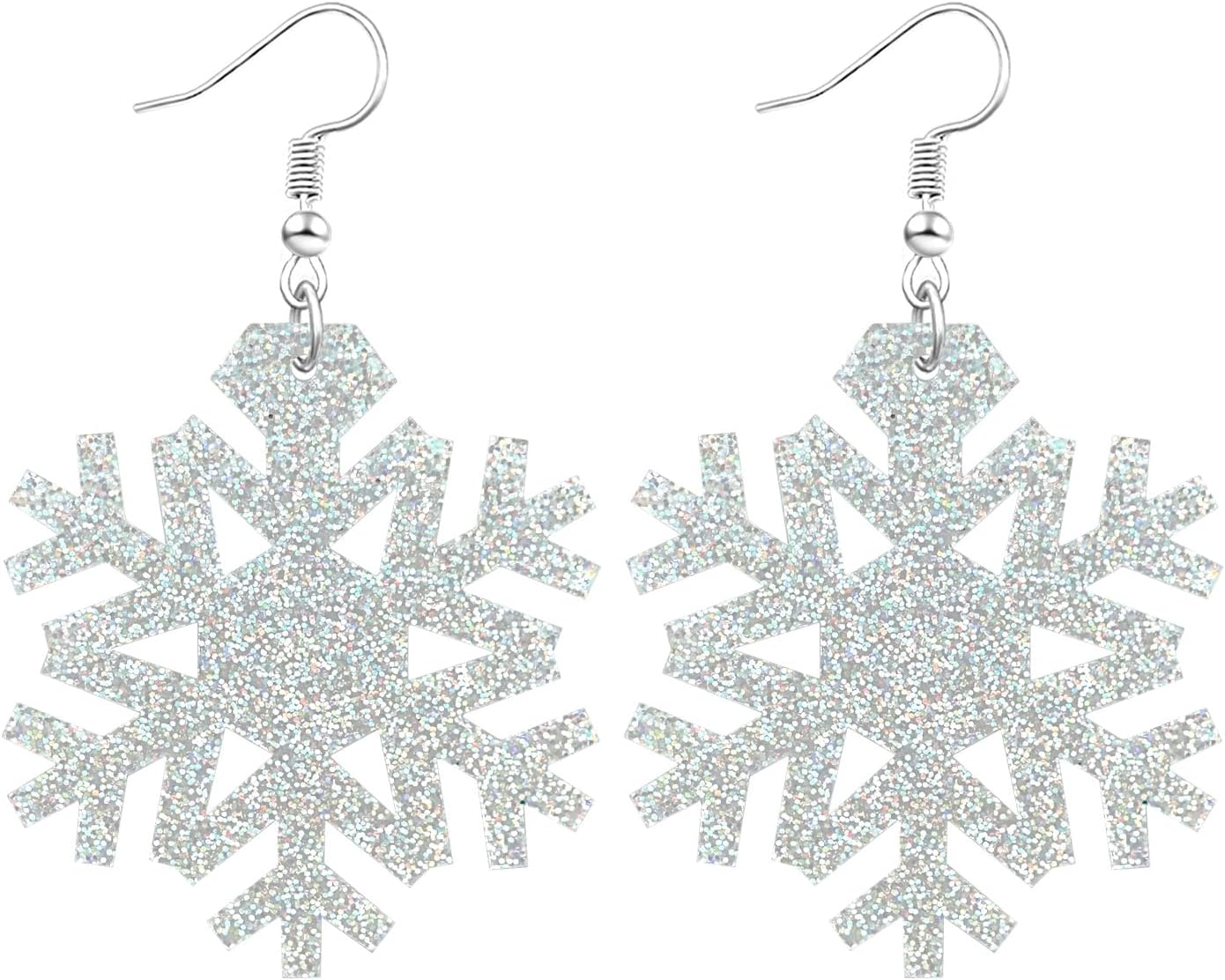 Christmas Earrings for Women Glitter Alloy Acrylic Lightweight Dangle Earrings Sparkly Merry Christmas Snowflake Xmas Holiday Jewelry Gifts Accessories - 我的商店我的商店我的商店