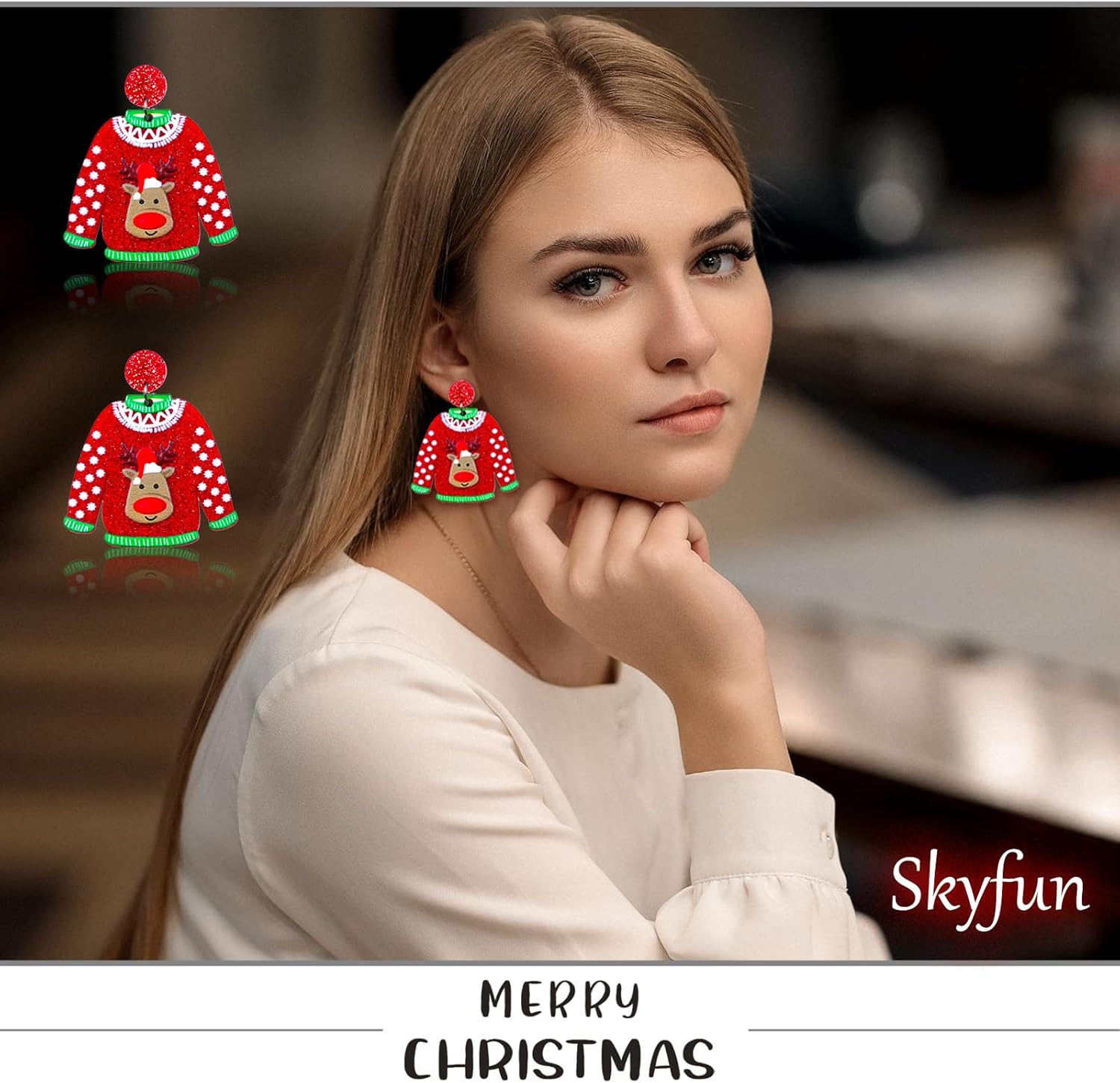 Christmas Earrings for Women Glitter Alloy Acrylic Lightweight Dangle Earrings Sparkly Merry Christmas Snowflake Xmas Holiday Jewelry Gifts Accessories - 我的商店我的商店我的商店