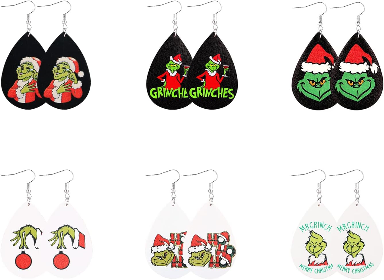 Christmas Earrings for Women Handmade Teardrop Dangle Faux Leather Earrings Christmas Decorations Bulk Xmas New Year Party Earrings Set Winter Holiday Jewelry Gift - 我的商店我的商店我的商店