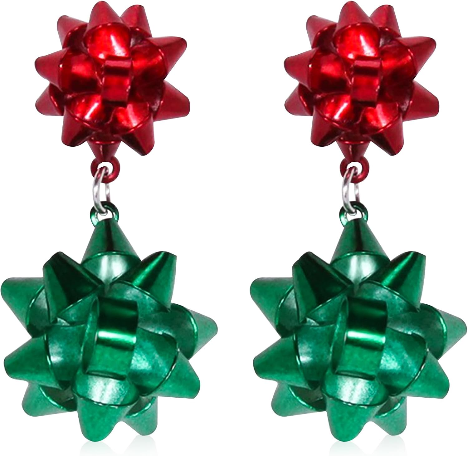 Christmas Earrings for Women Holiday Jingle Bell Bow Tree Snowflake Stars Drop Dangle Earring Party Jewelry Festival Decoration - 我的商店我的商店我的商店