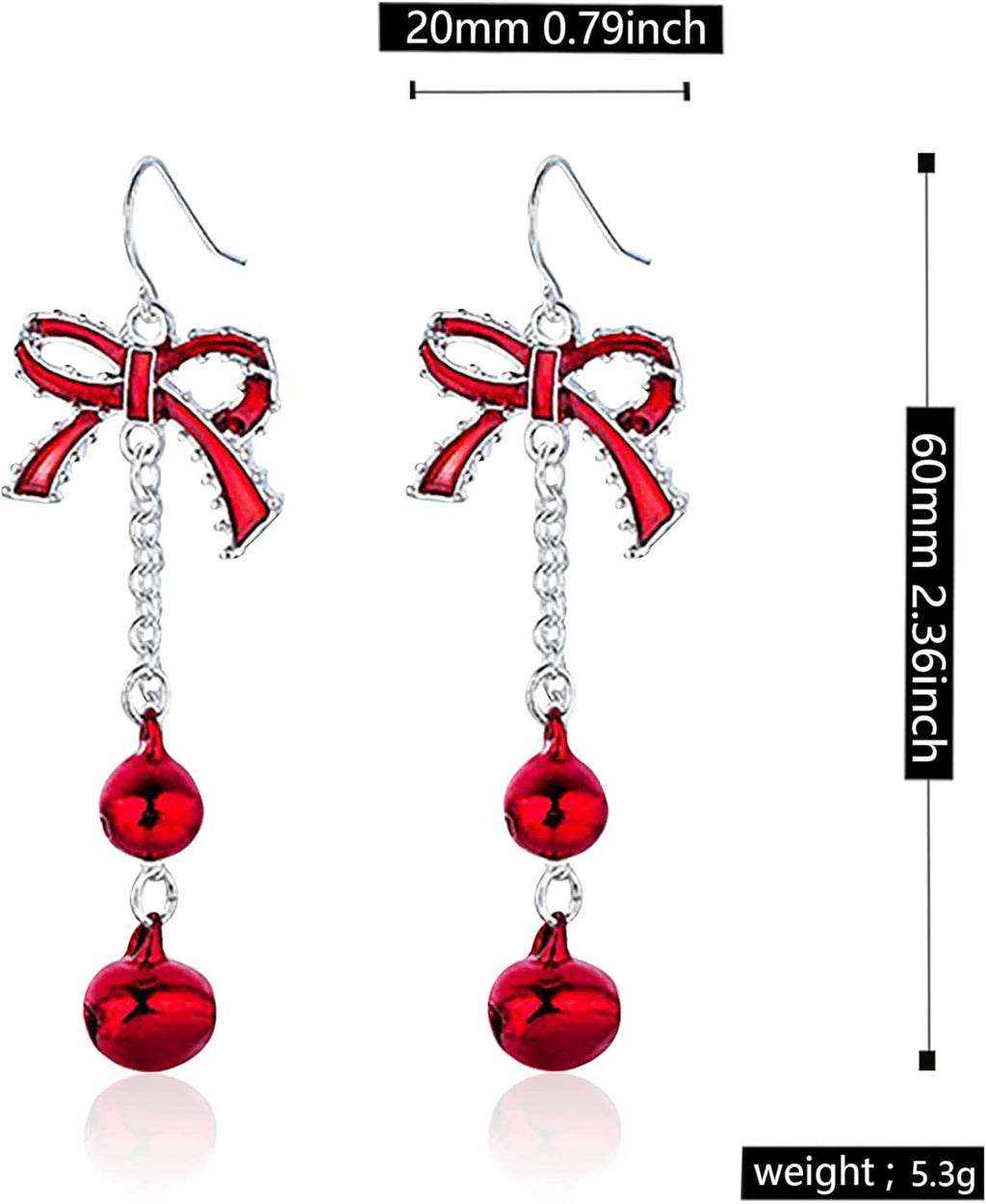 Christmas Earrings for Women Holiday Jingle Bell Bow Tree Snowflake Stars Drop Dangle Earring Party Jewelry Festival Decoration - 我的商店我的商店我的商店