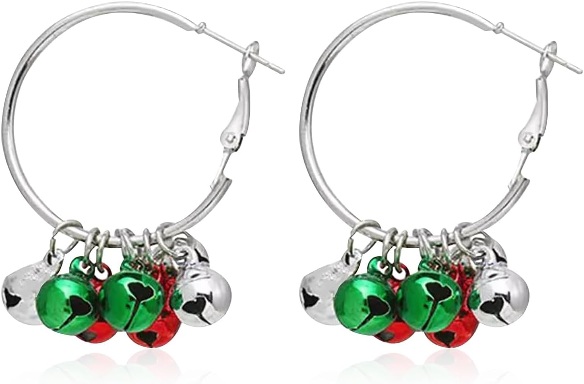 Christmas Earrings for Women Holiday Jingle Bell Bow Tree Snowflake Stars Drop Dangle Earring Party Jewelry Festival Decoration - 我的商店我的商店我的商店