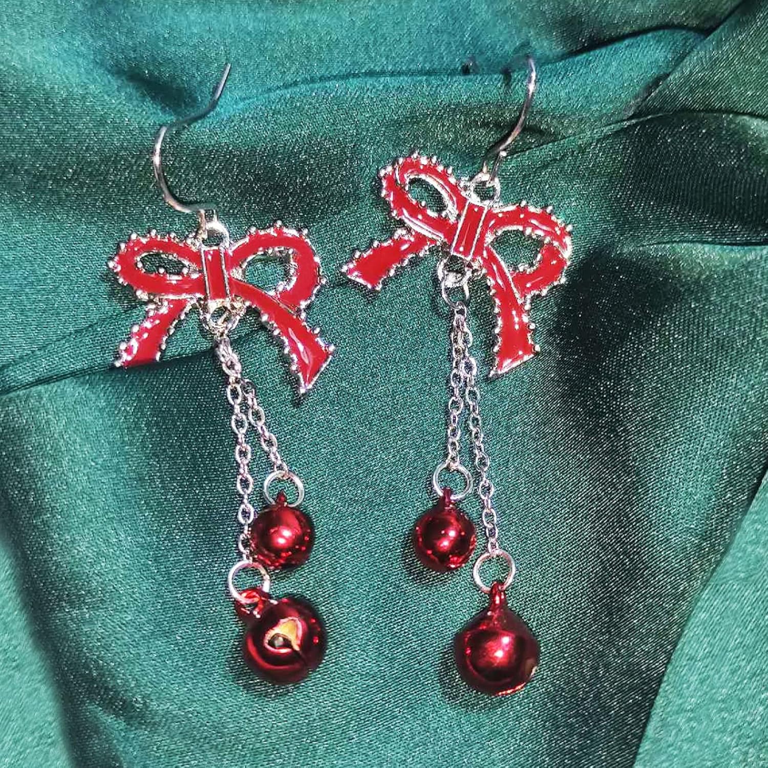 Christmas Earrings for Women Holiday Jingle Bell Bow Tree Snowflake Stars Drop Dangle Earring Party Jewelry Festival Decoration - 我的商店我的商店我的商店