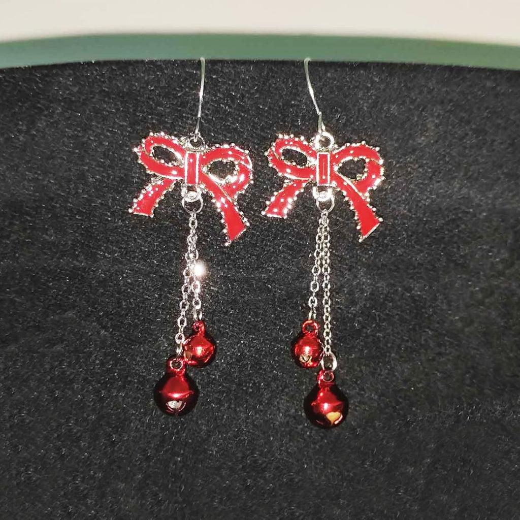 Christmas Earrings for Women Holiday Jingle Bell Bow Tree Snowflake Stars Drop Dangle Earring Party Jewelry Festival Decoration - 我的商店我的商店我的商店