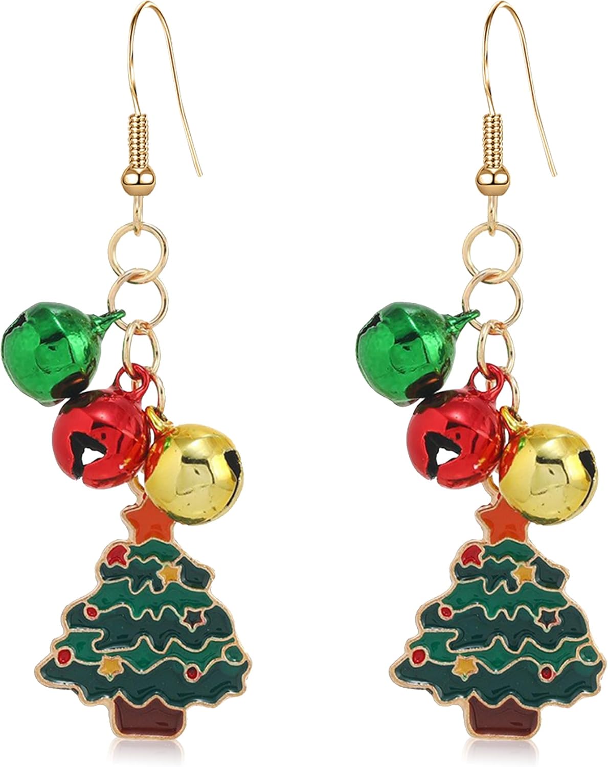 Christmas Earrings for Women Holiday Jingle Bell Bow Tree Snowflake Stars Drop Dangle Earring Party Jewelry Festival Decoration - 我的商店我的商店我的商店