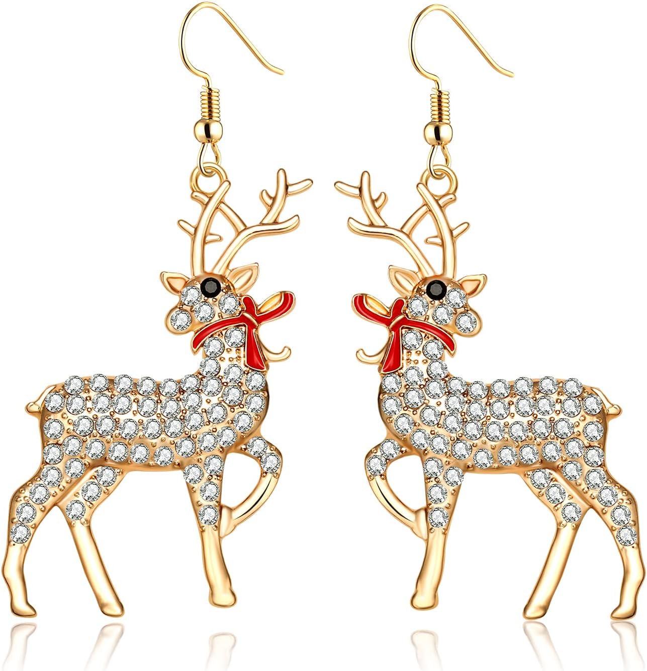 Christmas Earrings for Women Holiday Rhinestone Reindeer Dangle Earrings Xmas Jingle Bells Beaded Earrings Christmas Festive Party Jewelry Gifts - 我的商店我的商店我的商店
