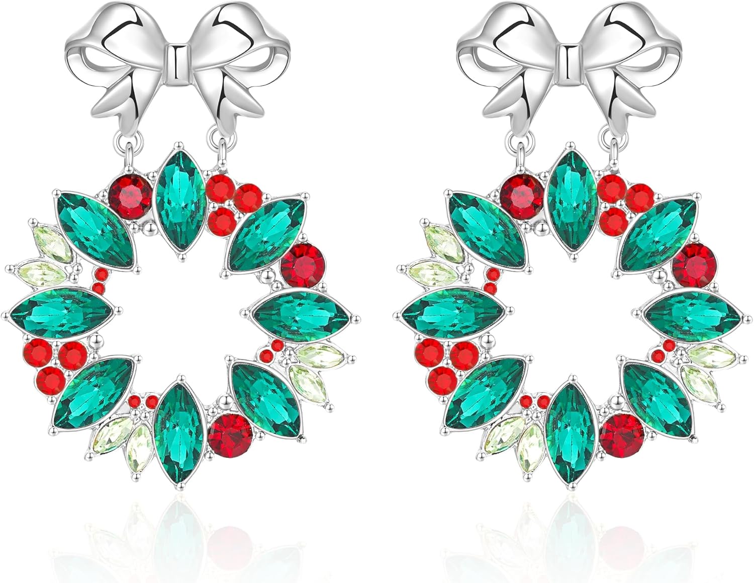 Christmas Earrings for Women, Hypoallergenic Bow Wreath Xmas Earrings, Santa Claus Dangle Earrings Holiday Christmas Jewelry Gifts - 我的商店我的商店我的商店