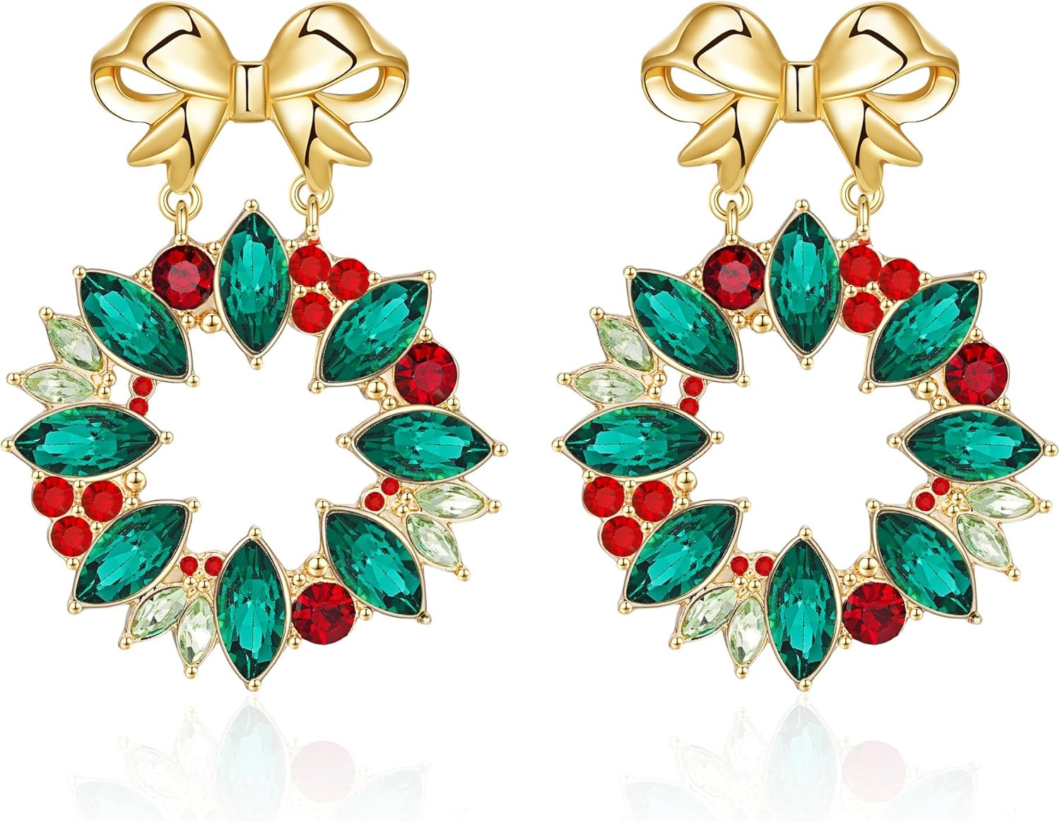Christmas Earrings for Women, Hypoallergenic Bow Wreath Xmas Earrings, Santa Claus Dangle Earrings Holiday Christmas Jewelry Gifts - 我的商店我的商店我的商店