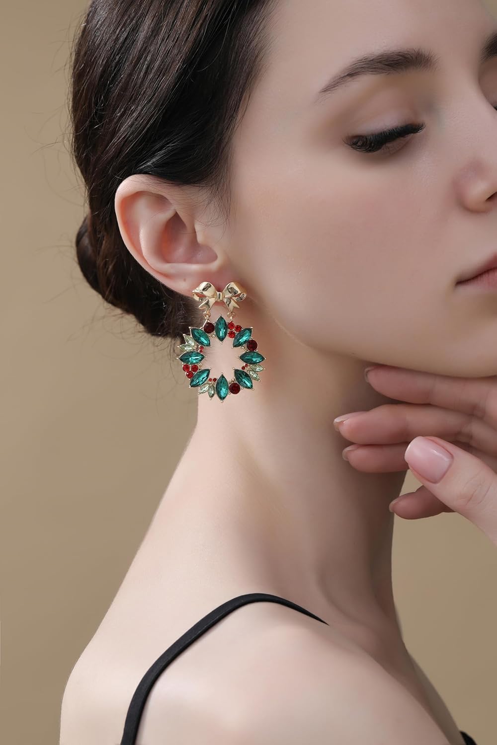 Christmas Earrings for Women, Hypoallergenic Bow Wreath Xmas Earrings, Santa Claus Dangle Earrings Holiday Christmas Jewelry Gifts - 我的商店我的商店我的商店