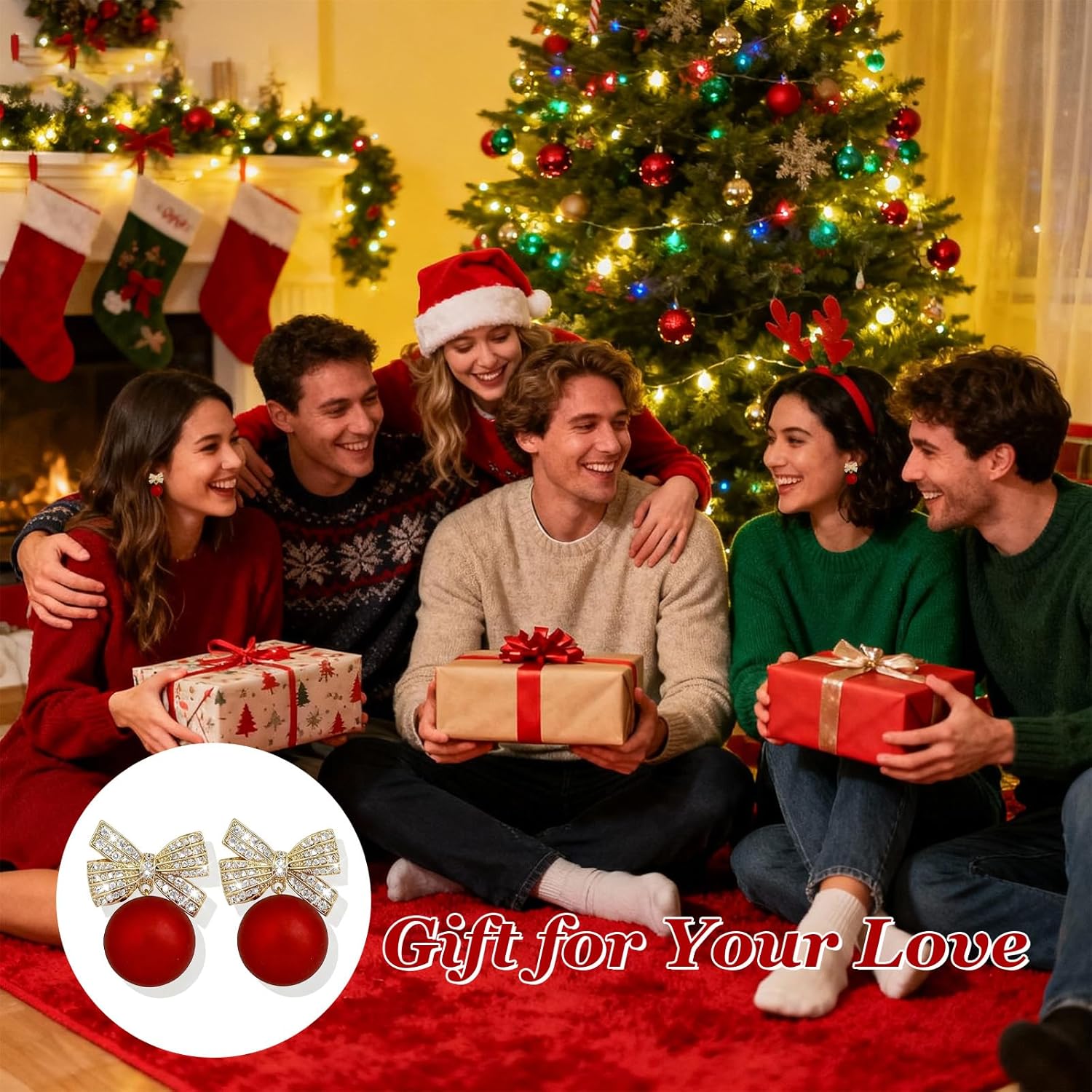 Christmas Earrings for Women Pearl Bow Earrings Xmas Holiday Christmas Jewelry Gifts Outfits Stocking Stuffers 2025 - 我的商店我的商店我的商店