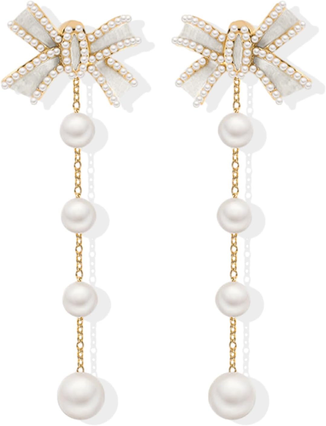 Christmas Earrings For Women Pearl Bow Earrings Xmas Jewelry Holiday Outfits Stocking Stuffers Christmas 2025 Holiday Accessories - 我的商店我的商店我的商店