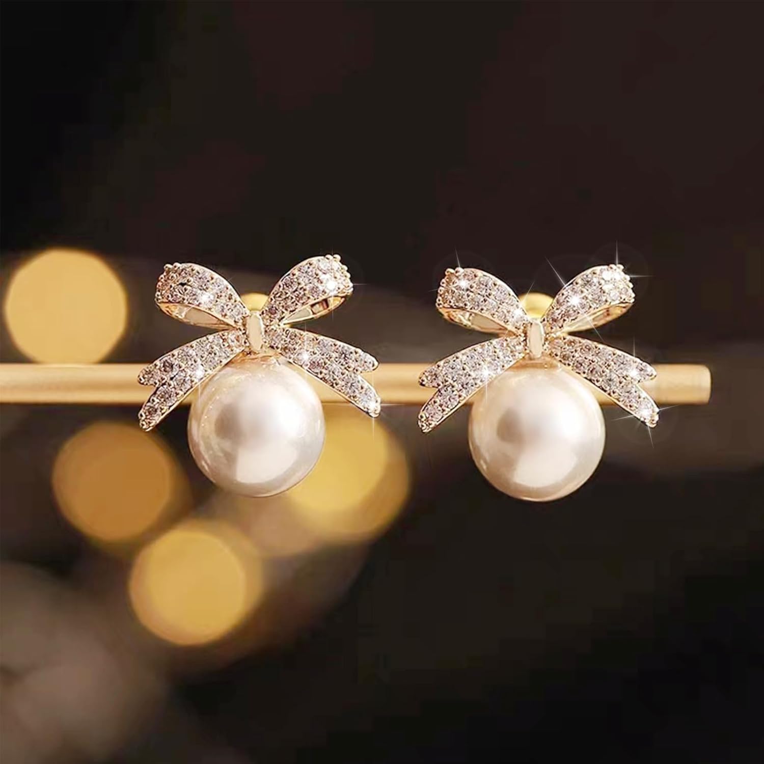 Christmas Earrings For Women Pearl Bow Earrings Xmas Jewelry Holiday Outfits Stocking Stuffers Christmas 2025 Holiday Accessories - 我的商店我的商店我的商店