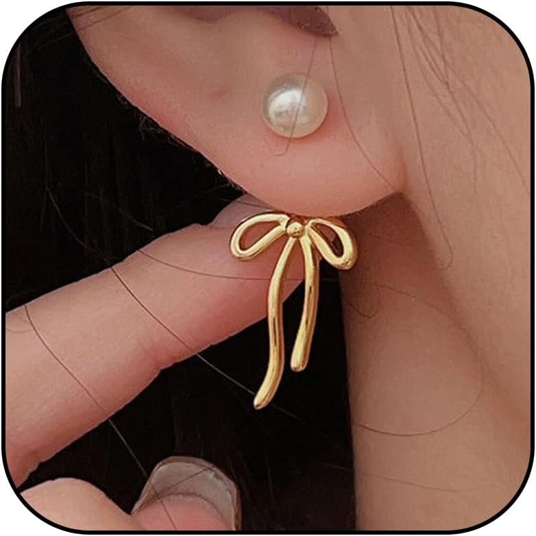 Christmas Earrings For Women Pearl Bow Earrings Xmas Jewelry Holiday Outfits Stocking Stuffers Christmas 2025 Holiday Accessories - 我的商店我的商店我的商店