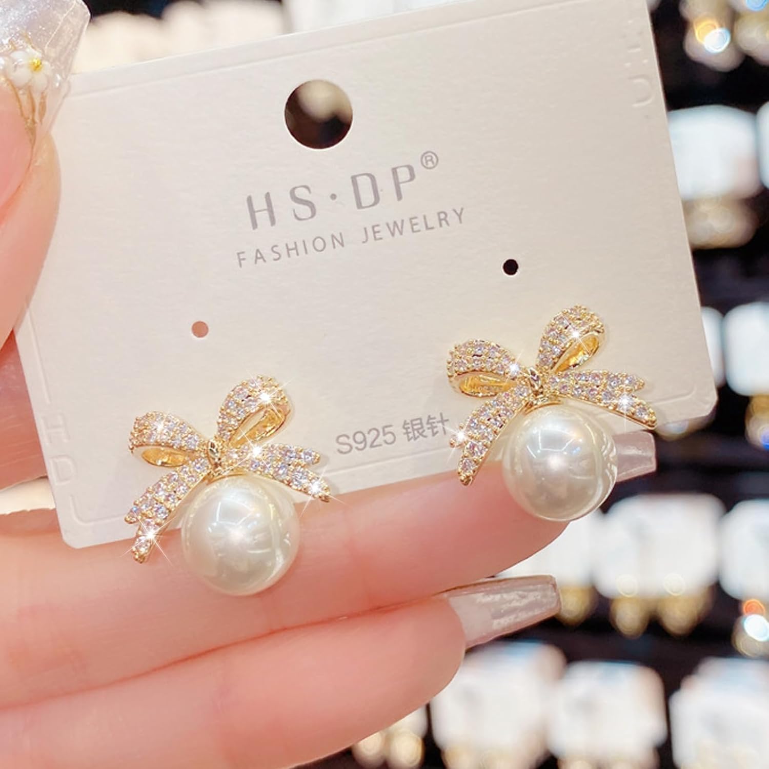 Christmas Earrings For Women Pearl Bow Earrings Xmas Jewelry Holiday Outfits Stocking Stuffers Christmas 2025 Holiday Accessories - 我的商店我的商店我的商店