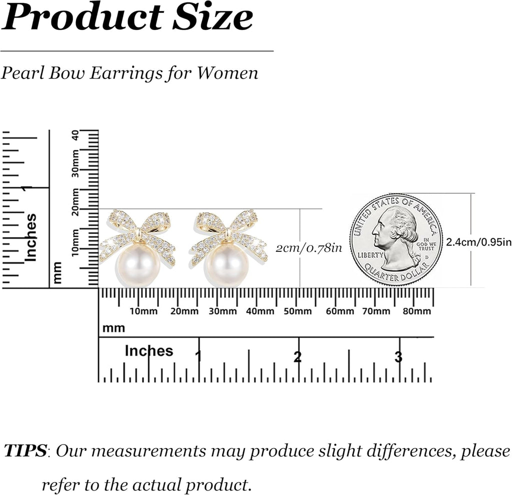Christmas Earrings For Women Pearl Bow Earrings Xmas Jewelry Holiday Outfits Stocking Stuffers Christmas 2025 Holiday Accessories - 我的商店我的商店我的商店