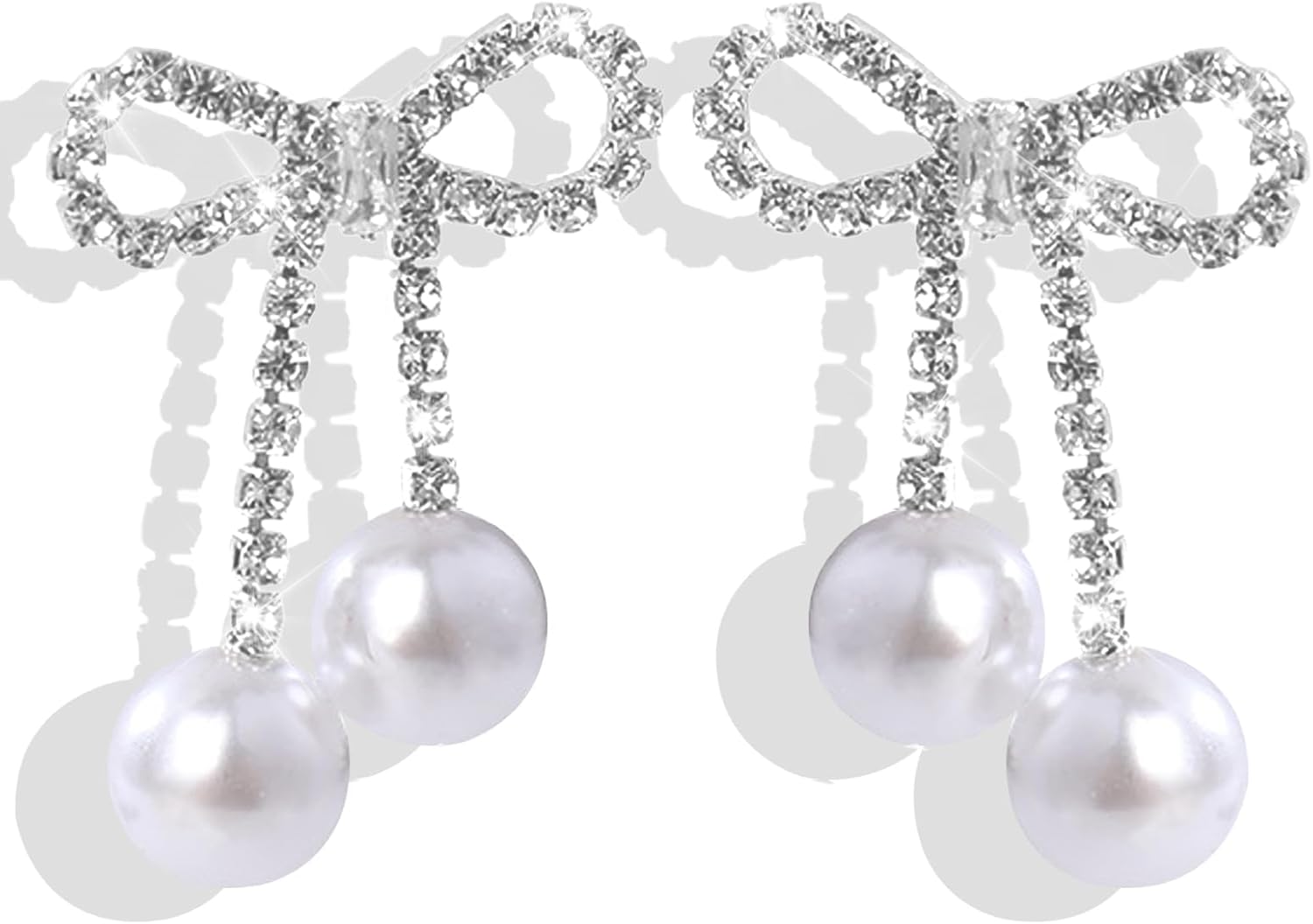 Christmas Earrings For Women Pearl Bow Earrings Xmas Jewelry Holiday Outfits Stocking Stuffers Christmas 2025 Holiday Accessories - 我的商店我的商店我的商店