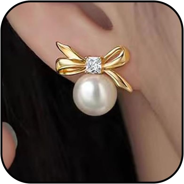 Christmas Earrings For Women Pearl Bow Earrings Xmas Jewelry Holiday Outfits Stocking Stuffers Christmas 2025 Holiday Accessories - 我的商店我的商店我的商店