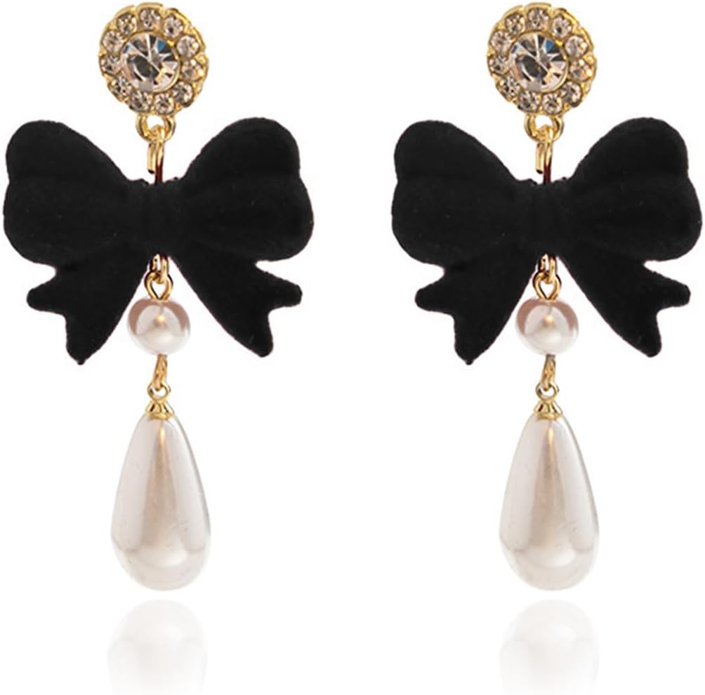 Christmas Earrings For Women Pearl Bow Earrings Xmas Jewelry Holiday Outfits Stocking Stuffers Christmas 2025 Holiday Accessories - 我的商店我的商店我的商店