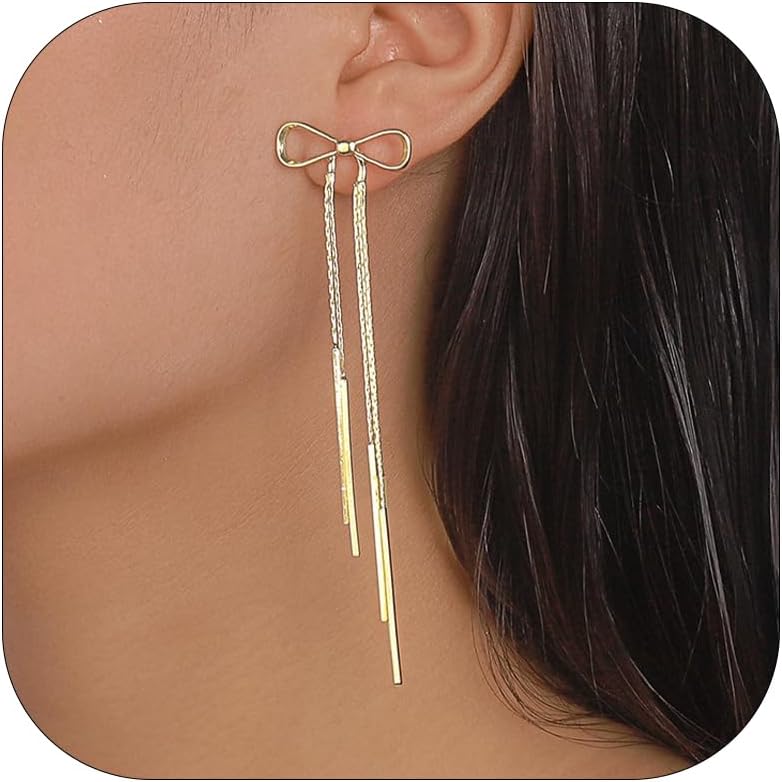 Christmas Earrings For Women Pearl Bow Earrings Xmas Jewelry Holiday Outfits Stocking Stuffers Christmas 2025 Holiday Accessories - 我的商店我的商店我的商店