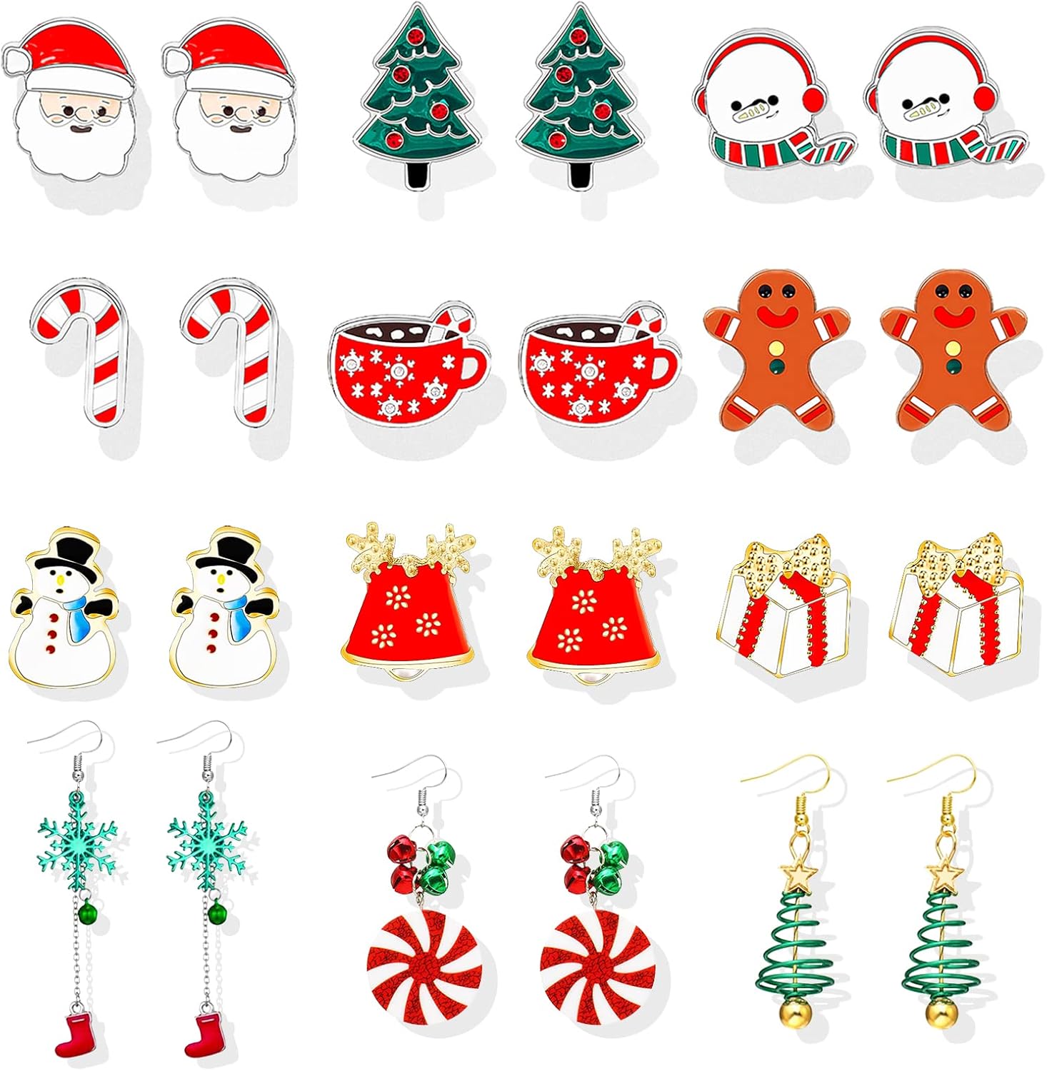 Christmas Earrings for Women Pink Flamingo Tree Snowflake Bow Jingle Bell Dangling Trendy Holiday Earrings Stocking Stuffers Christmas Jewelry Gifts Outfits Accessories - 我的商店我的商店我的商店