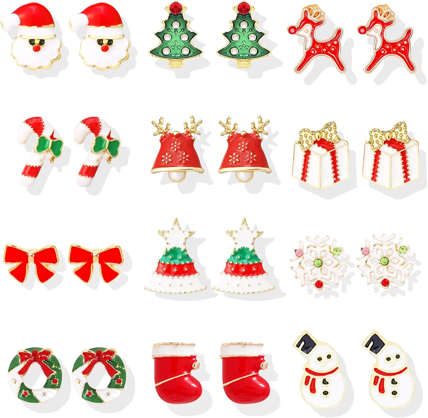 Christmas Earrings for Women Pink Flamingo Tree Snowflake Bow Jingle Bell Dangling Trendy Holiday Earrings Stocking Stuffers Christmas Jewelry Gifts Outfits Accessories - 我的商店我的商店我的商店