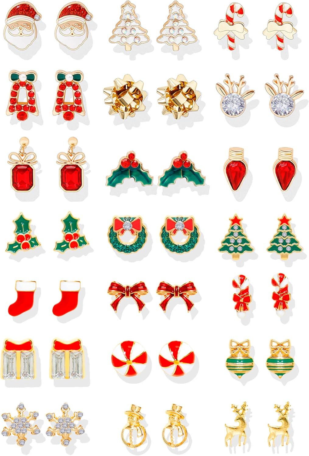 Christmas Earrings for Women Pink Flamingo Tree Snowflake Bow Jingle Bell Dangling Trendy Holiday Earrings Stocking Stuffers Christmas Jewelry Gifts Outfits Accessories - 我的商店我的商店我的商店