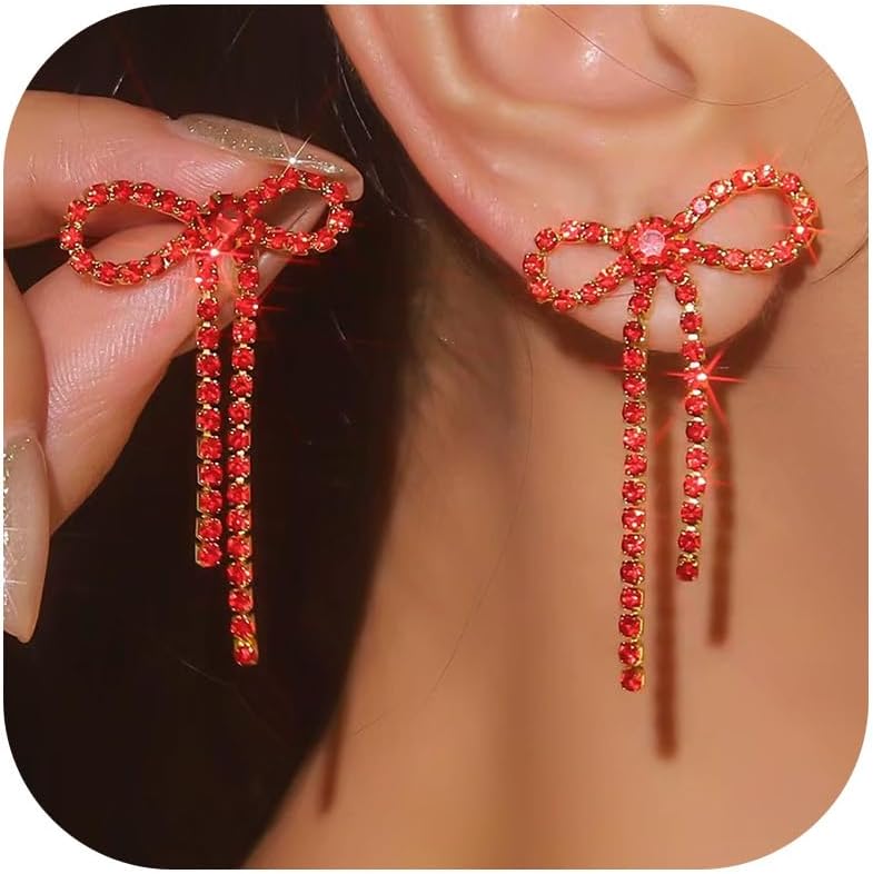 Christmas Earrings for Women Red Bow Earrings Christmas Bow Earring New Years Earing Holiday Festival Jewelry Gifts Stocking Stuffers - 我的商店我的商店我的商店