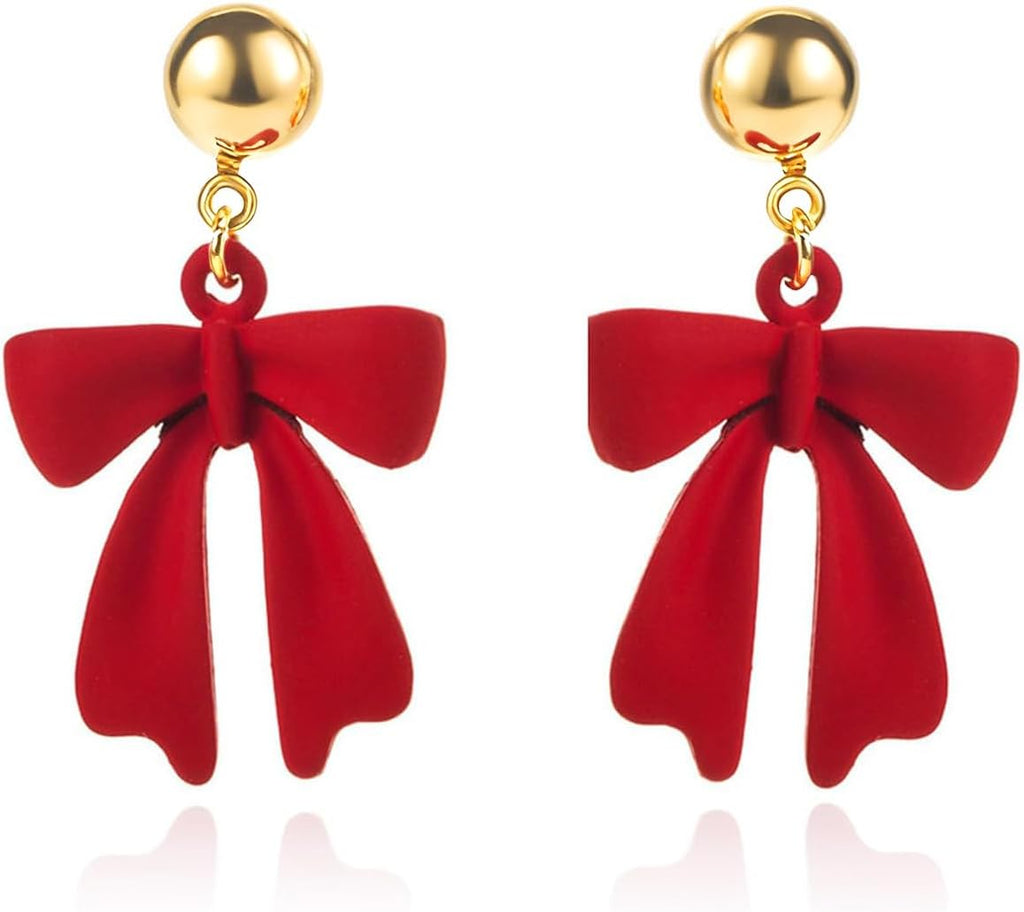 Christmas Earrings for Women Red Bow Earrings Christmas Bow Earring New Years Earing Holiday Festival Jewelry Gifts Stocking Stuffers - 我的商店我的商店我的商店