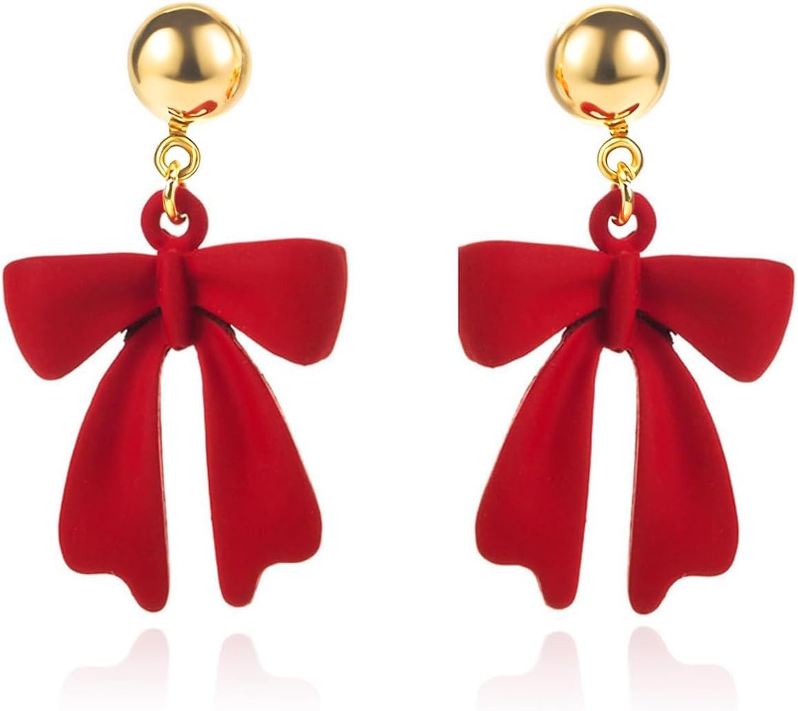 Christmas Earrings for Women Red Bow Earrings Christmas Bow Earring New Years Earing Holiday Festival Jewelry Gifts Stocking Stuffers - 我的商店我的商店我的商店