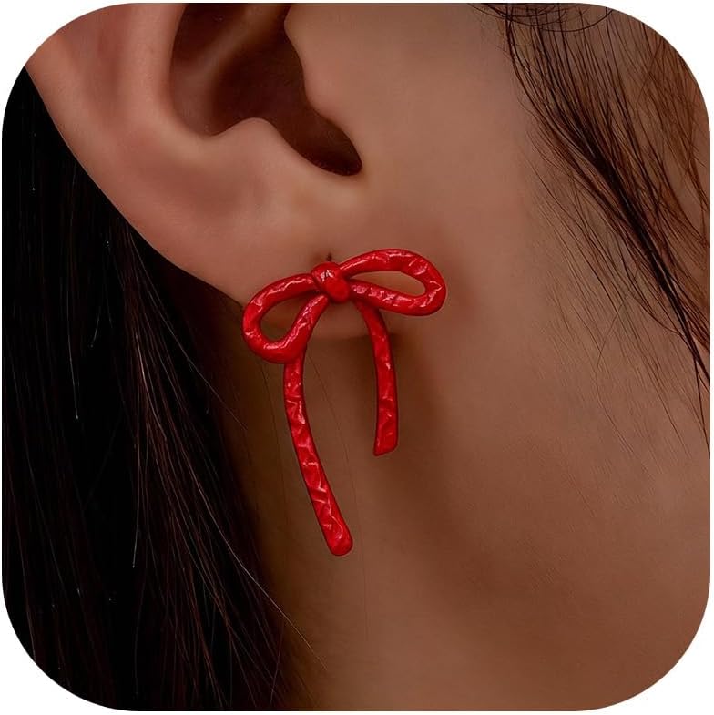 Christmas Earrings for Women Red Bow Earrings Christmas Bow Earring New Years Earing Holiday Festival Jewelry Gifts Stocking Stuffers - 我的商店我的商店我的商店