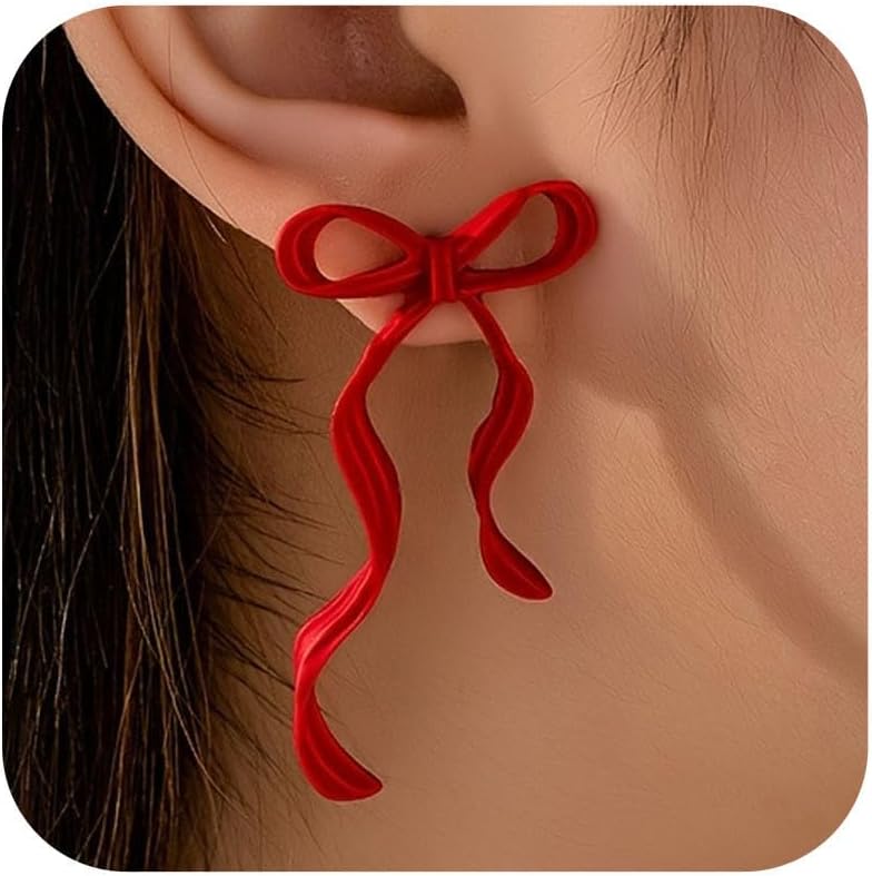 Christmas Earrings for Women Red Bow Earrings Christmas Bow Earring New Years Earing Holiday Festival Jewelry Gifts Stocking Stuffers - 我的商店我的商店我的商店