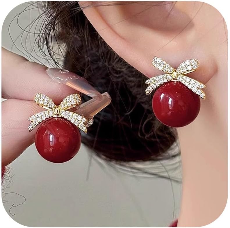 Christmas Earrings for Women Red Bow Earrings Christmas Bow Earring New Years Earing Holiday Festival Jewelry Gifts Stocking Stuffers - 我的商店我的商店我的商店