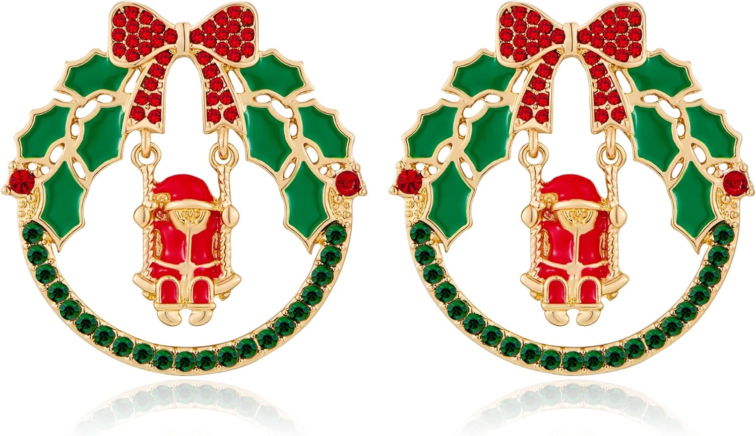 Christmas Earrings for Women Rhinestone Chritsmas Tree, Snowflake, Wreath, Colorful Light Bulb, Deer Earrings Holiday Festival Costume Jewelry - 我的商店我的商店我的商店