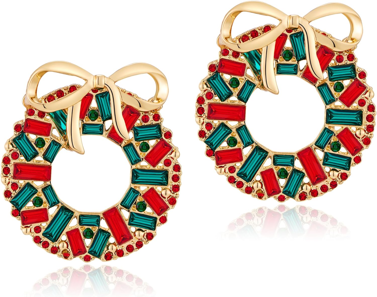 Christmas Earrings for Women Rhinestone Chritsmas Tree, Snowflake, Wreath, Colorful Light Bulb, Deer Earrings Holiday Festival Costume Jewelry - 我的商店我的商店我的商店